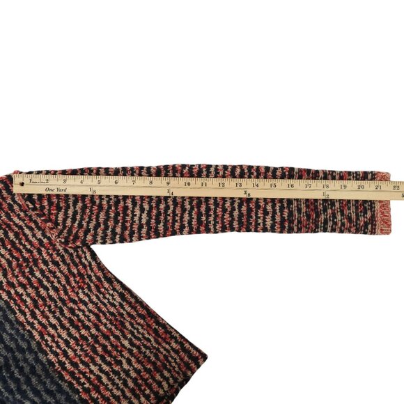 Free People Open Back Sweater Womens S Striped Snap Front Wool Blend Red Black - Picture 6 of 16